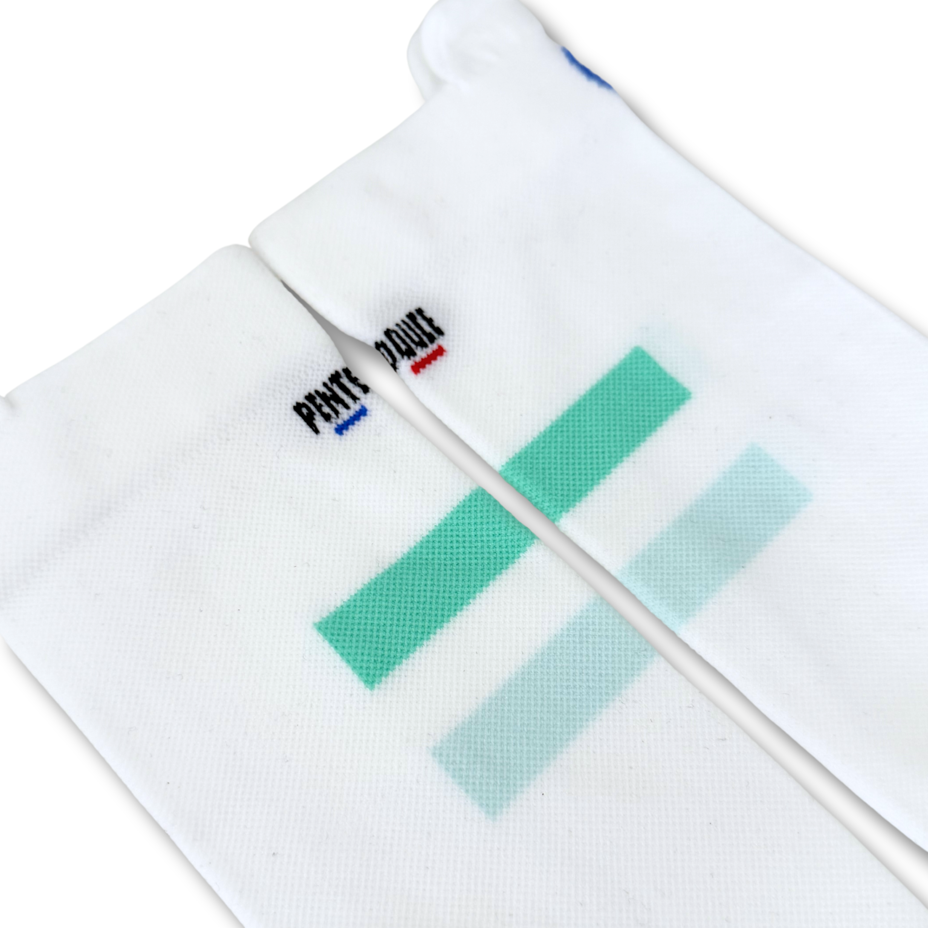 Chaussettes de cyclisme - La blanche à bandes verte