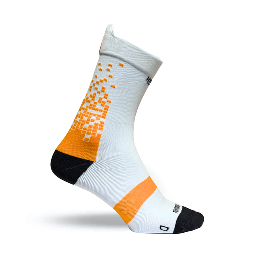 Chaussettes de running - La Pixels Orange et Blanche