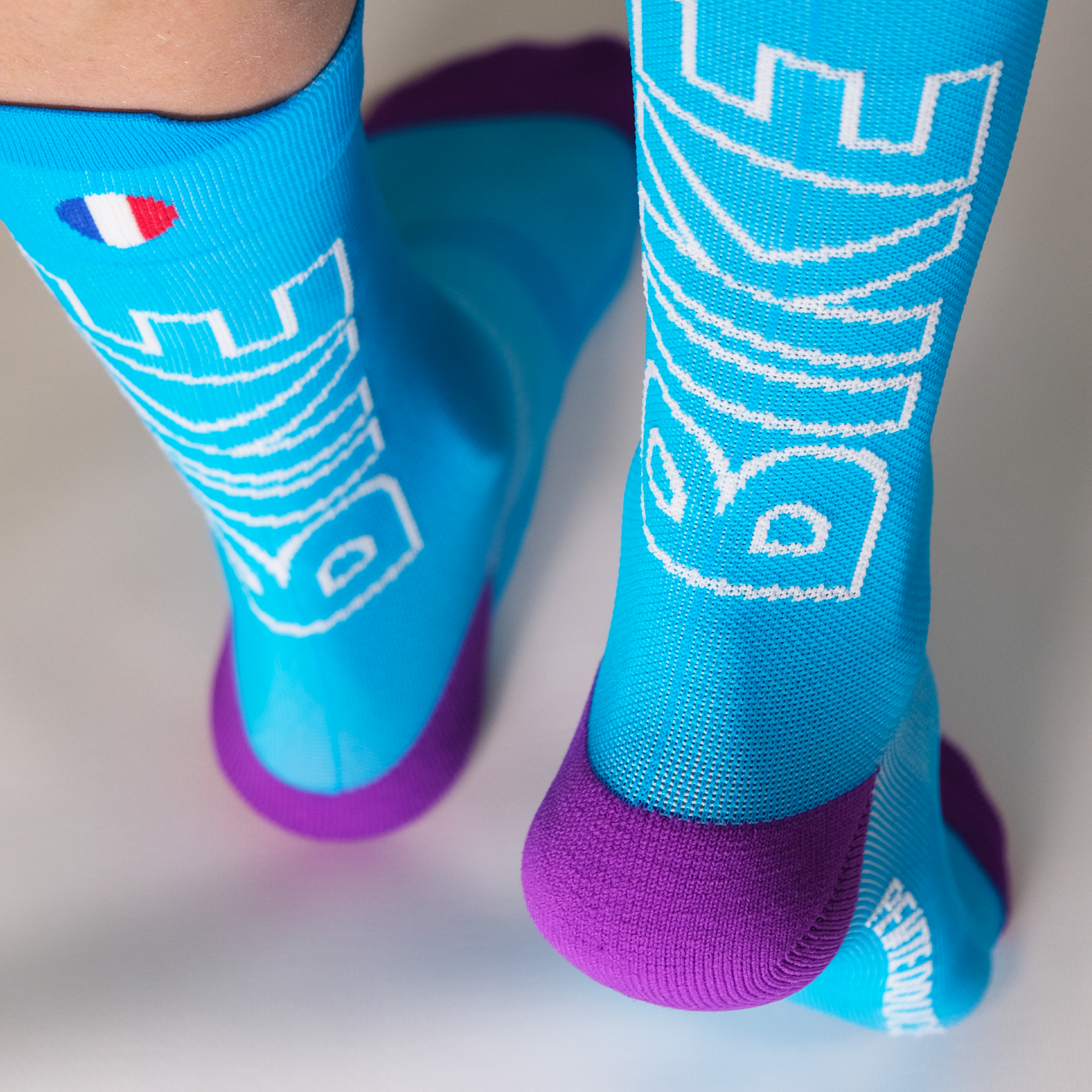 Chaussettes de cyclisme - La turquoise/violet