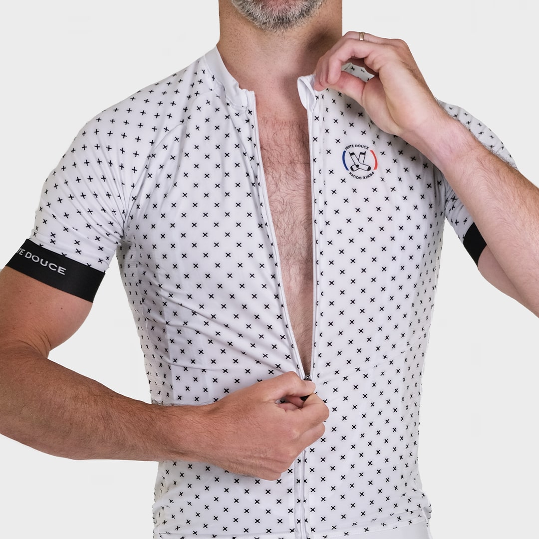 maillot cyclisme étoile noir pentedouce fabriqué en france