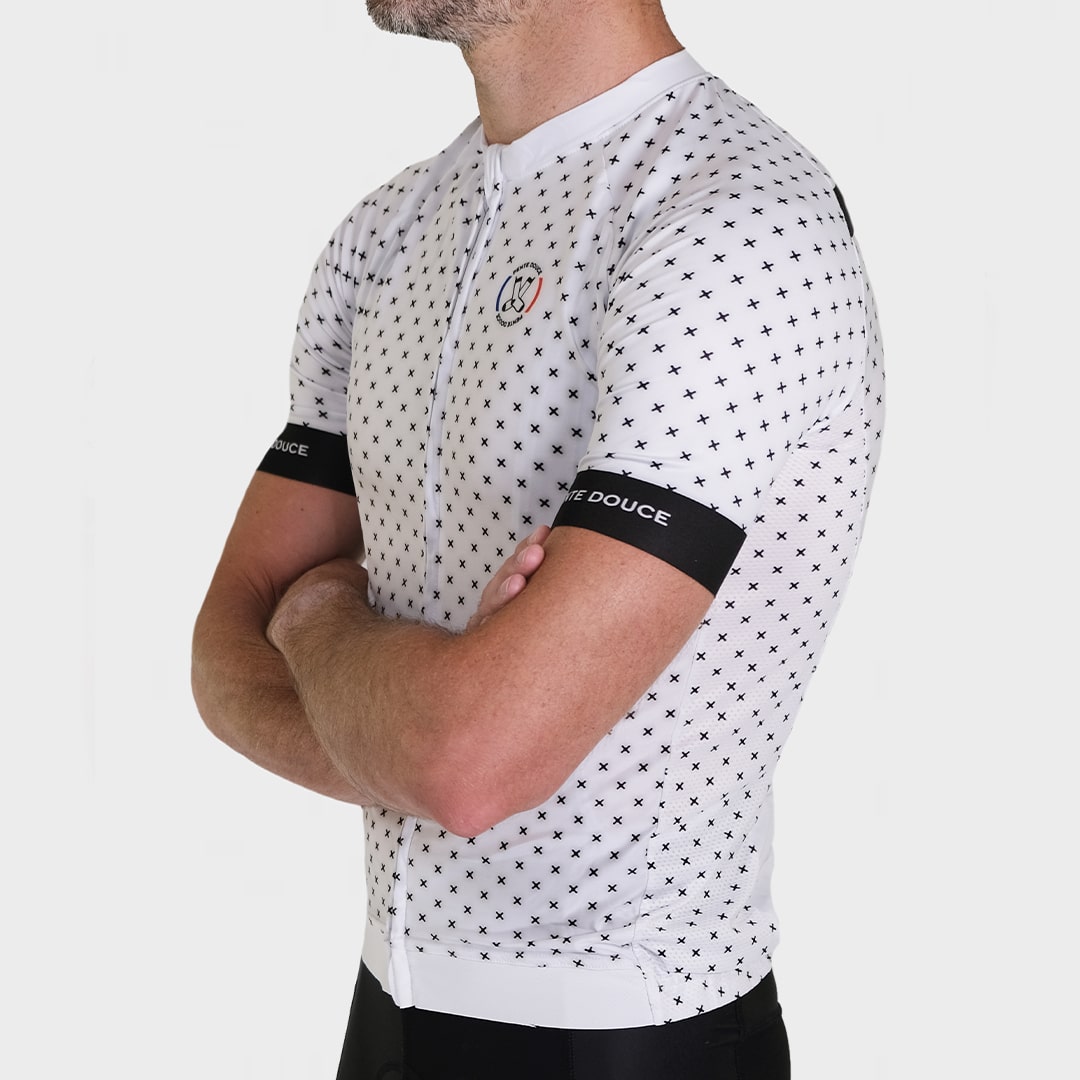 maillot cyclisme étoile noir pentedouce fabriqué en france