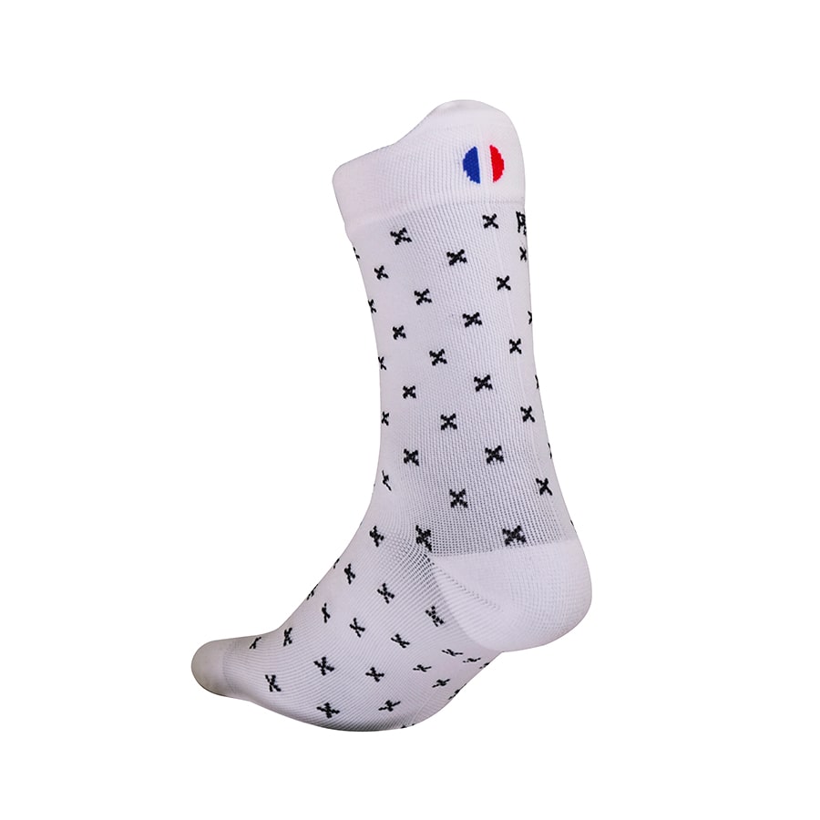 chaussettes de cyclisme la blanche a croix pentedouce fabriqué en france