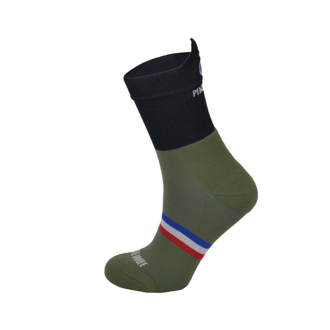 chaussettes de course à pied la kaki et noir pentedouce fabriquées en france