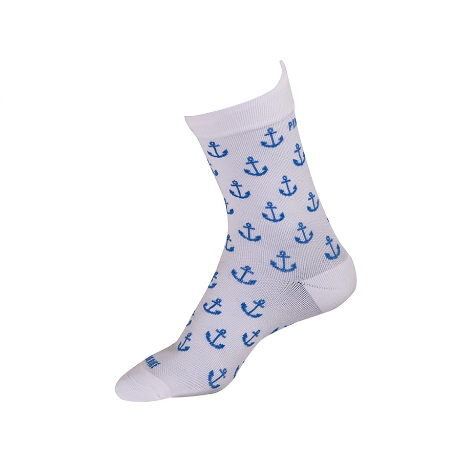 Chaussettes recyclées de cyclisme - la blanche à encre bleu - pentedouce - Fabriqué en France